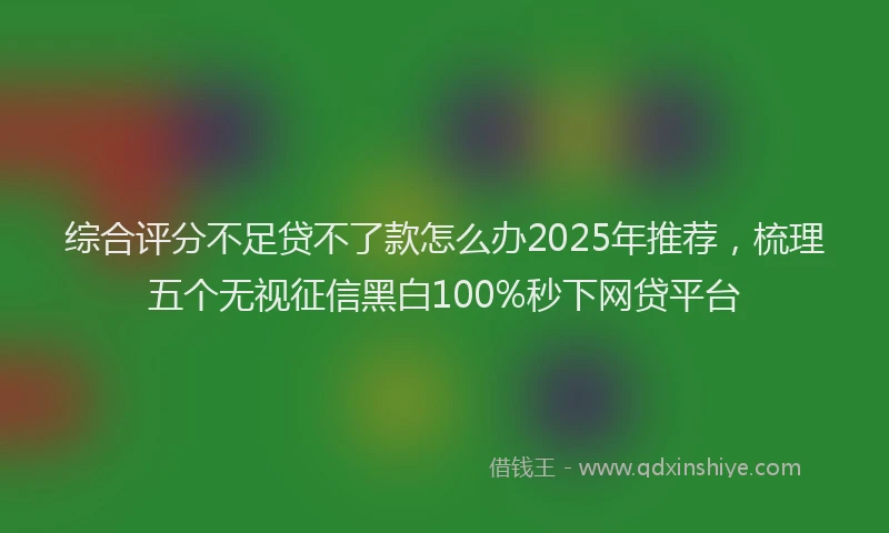 综合评分不足贷不了款怎么办2025年推荐，梳理五个无视征信黑白100%秒下网贷平台