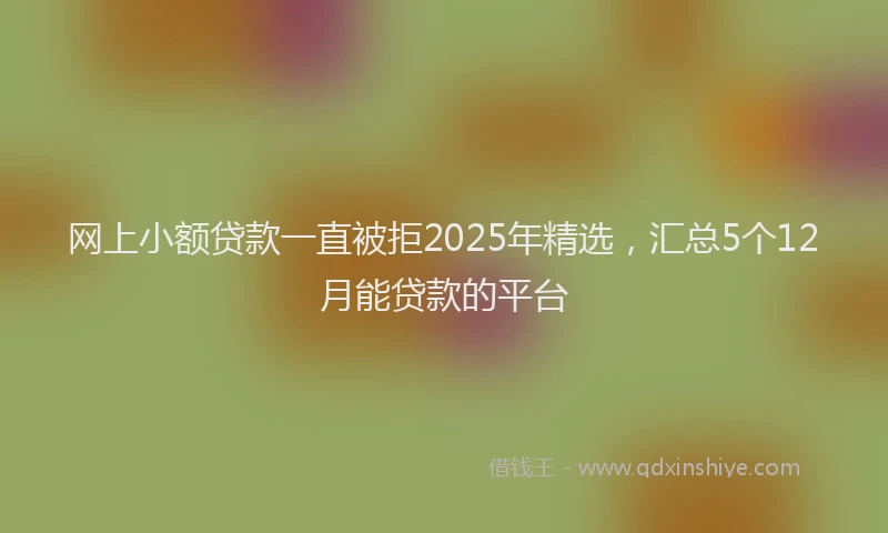 网上小额贷款一直被拒2025年精选，汇总5个12月能贷款的平台