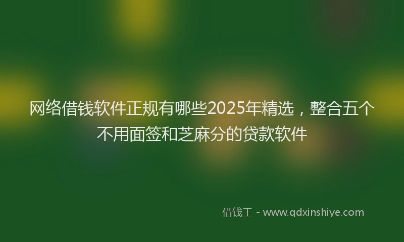 网络借钱软件正规有哪些2025年精选，整合五个不用面签和芝麻分的贷款软件