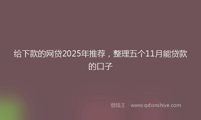 给下款的网贷2025年推荐，整理五个11月能贷款的口子