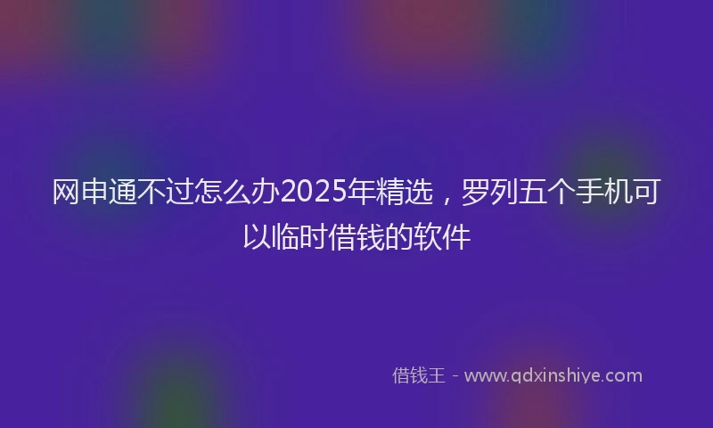 网申通不过怎么办2025年精选，罗列五个手机可以临时借钱的软件