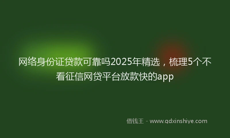 网络身份证贷款可靠吗2025年精选,梳理5个不看征信网贷平台放款快的app