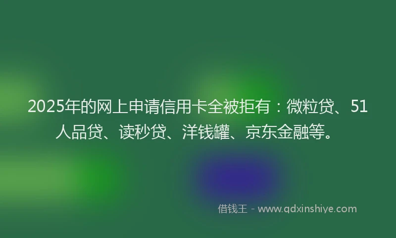 2025年的网上申请信用卡全被拒有：微粒贷、51人品贷、读秒贷、洋钱罐、京东金融等。