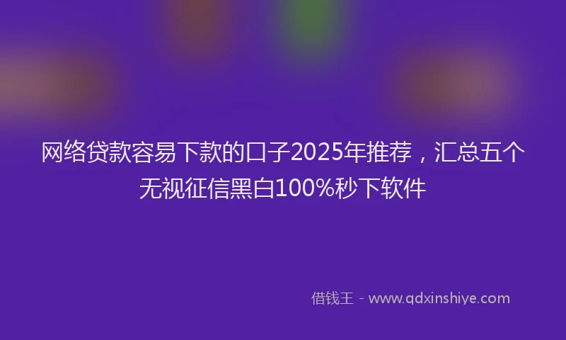 网络贷款容易下款的口子2025年推荐，汇总五个无视征信黑白100%秒下软件