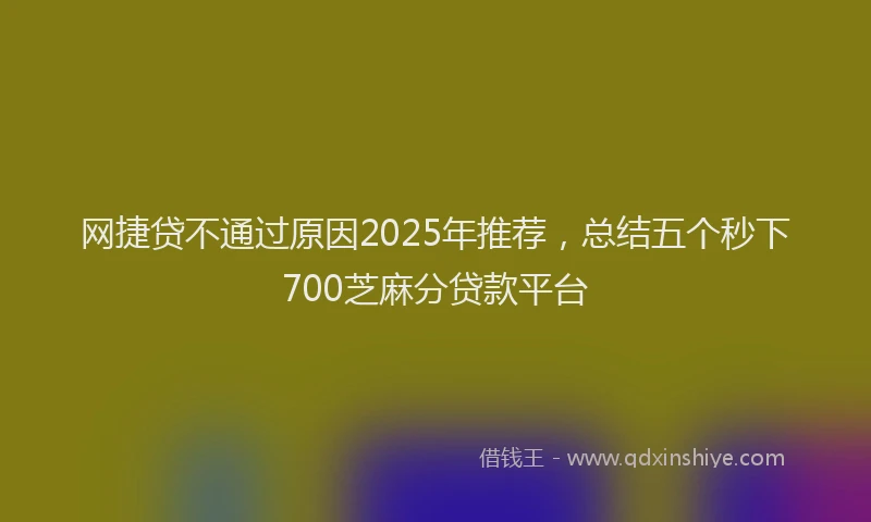 网捷贷不通过原因2025年推荐，总结五个秒下700芝麻分贷款平台
