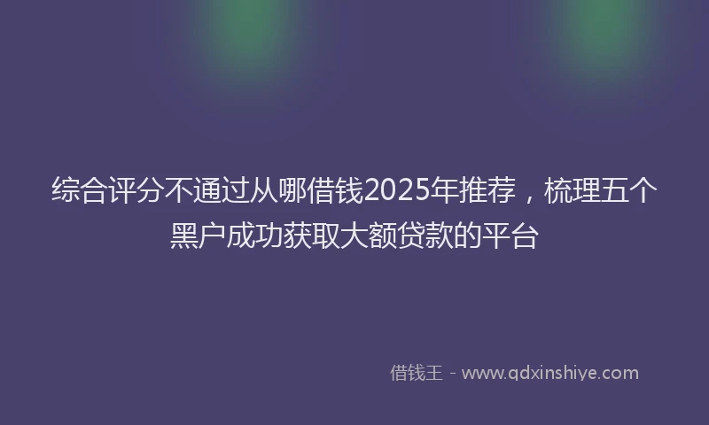 综合评分不通过从哪借钱2025年推荐，梳理五个黑户成功获取大额贷款的平台