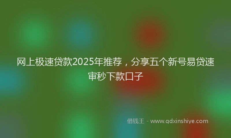 网上极速贷款2025年推荐，分享五个新号易贷速审秒下款口子