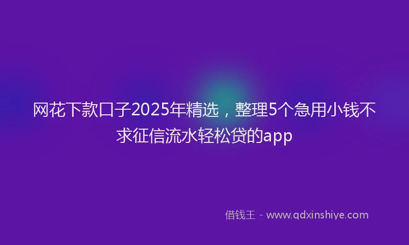 网花下款口子2025年精选，整理5个急用小钱不求征信流水轻松贷的app