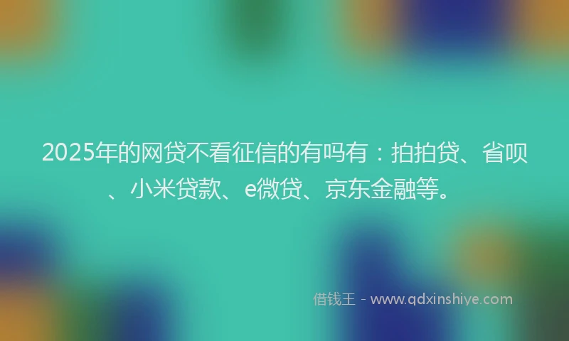 2025年的网贷不看征信的有吗有：拍拍贷、省呗、小米贷款、e微贷、京东金融等。