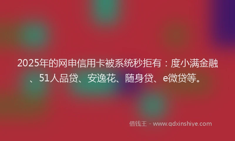 2025年的网申信用卡被系统秒拒有：度小满金融、51人品贷、安逸花、随身贷、e微贷等。