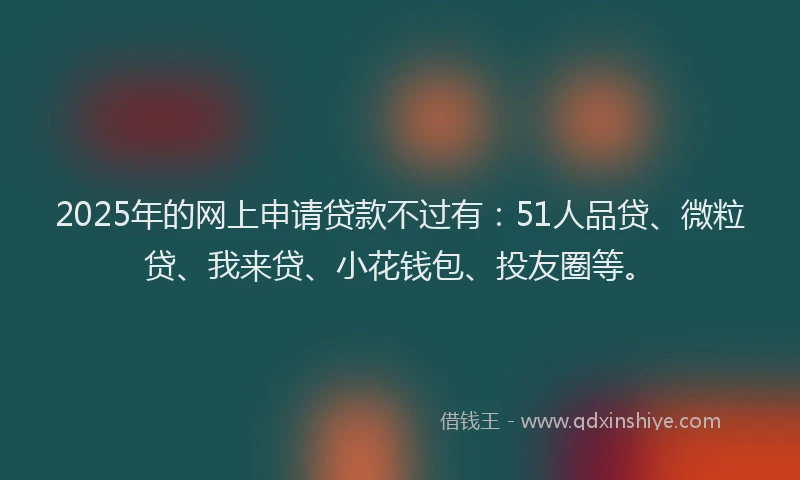 2025年的网上申请贷款不过有：51人品贷、微粒贷、我来贷、小花钱包、投友圈等。
