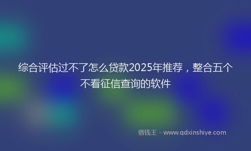 综合评估过不了怎么贷款2025年推荐，整合五个不看征信查询的软件