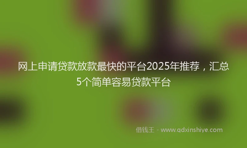 网上申请贷款放款最快的平台2025年推荐，汇总5个简单容易贷款平台