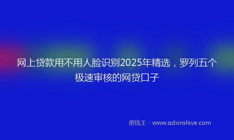 网上贷款用不用人脸识别2025年精选，罗列五个极速审核的网贷口子