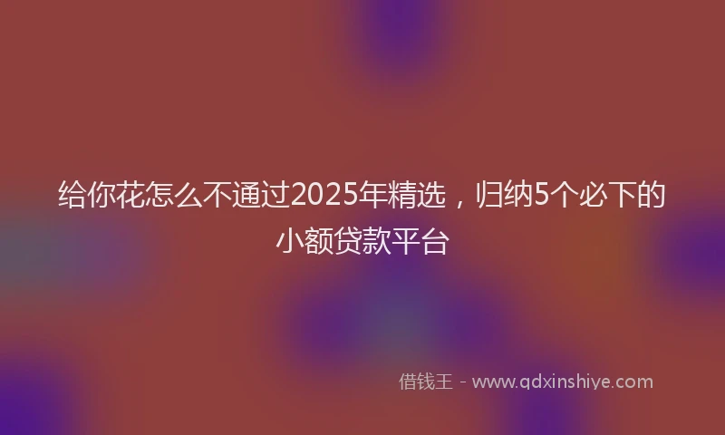 给你花怎么不通过2025年精选，归纳5个必下的小额贷款平台
