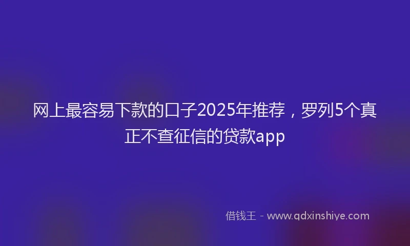 网上最容易下款的口子2025年推荐，罗列5个真正不查征信的贷款app
