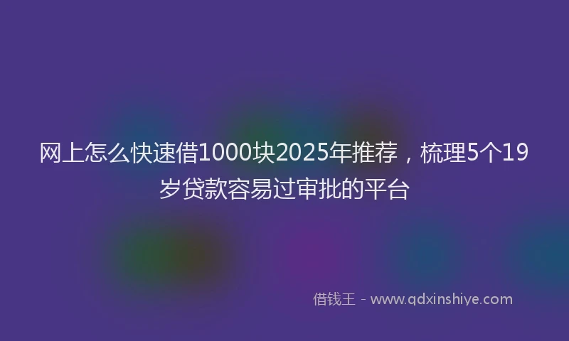 网上怎么快速借1000块2025年推荐，梳理5个19岁贷款容易过审批的平台