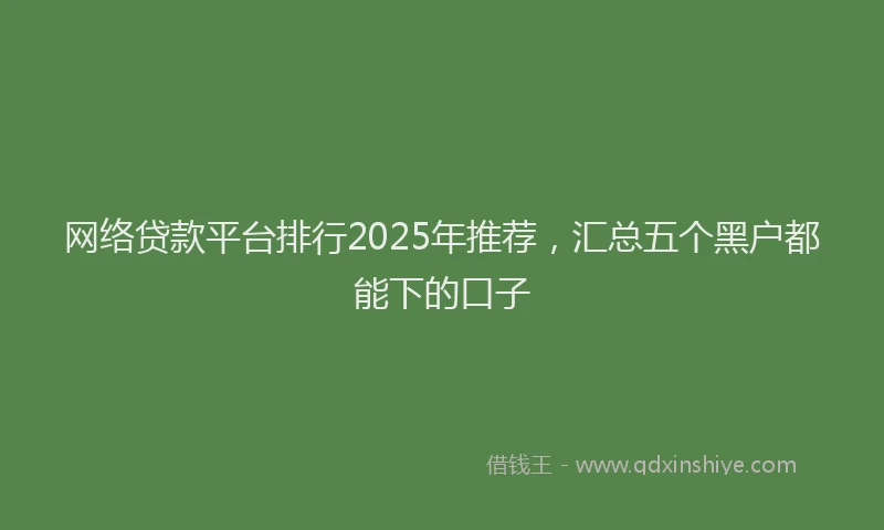 网络贷款平台排行2025年推荐，汇总五个黑户都能下的口子
