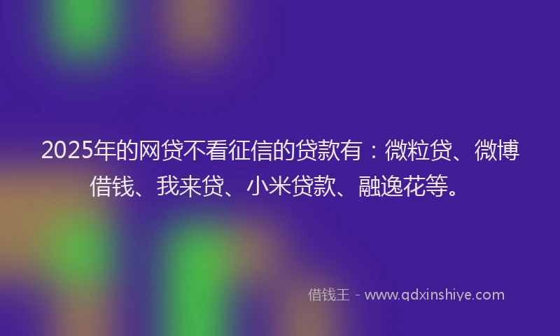 2025年的网贷不看征信的贷款有：微粒贷、微博借钱、我来贷、小米贷款、融逸花等。