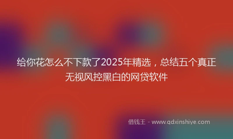 给你花怎么不下款了2025年精选，总结五个真正无视风控黑白的网贷软件
