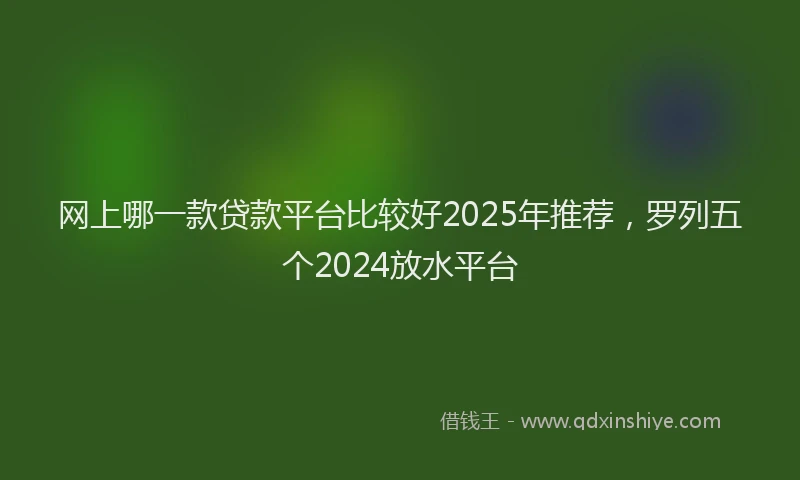 网上哪一款贷款平台比较好2025年推荐，罗列五个2024放水平台