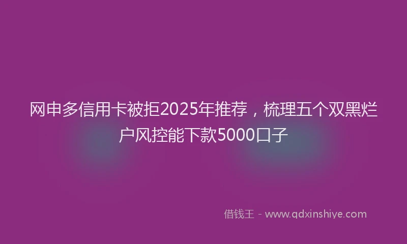 网申多信用卡被拒2025年推荐，梳理五个双黑烂户风控能下款5000口子