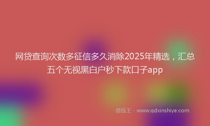 网贷查询次数多征信多久消除2025年精选，汇总五个无视黑白户秒下款口子app