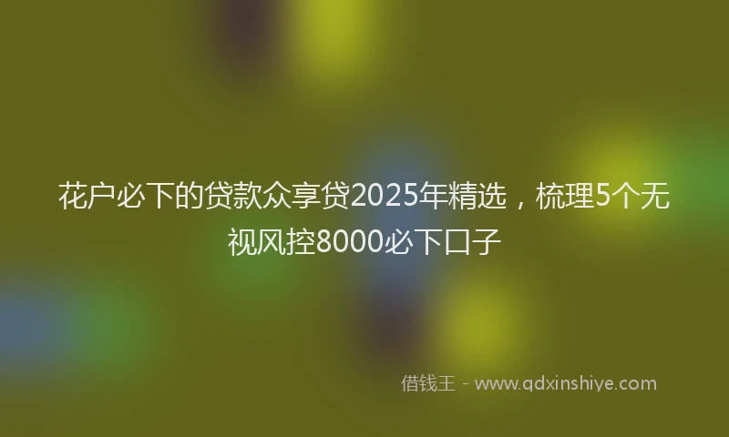 花户必下的贷款众享贷2025年精选，梳理5个无视风控8000必下口子