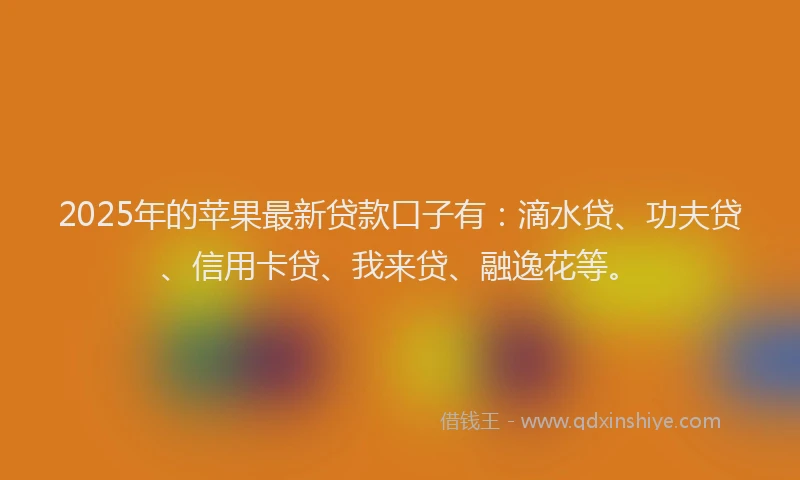 2025年的苹果最新贷款口子有：滴水贷、功夫贷、信用卡贷、我来贷、融逸花等。