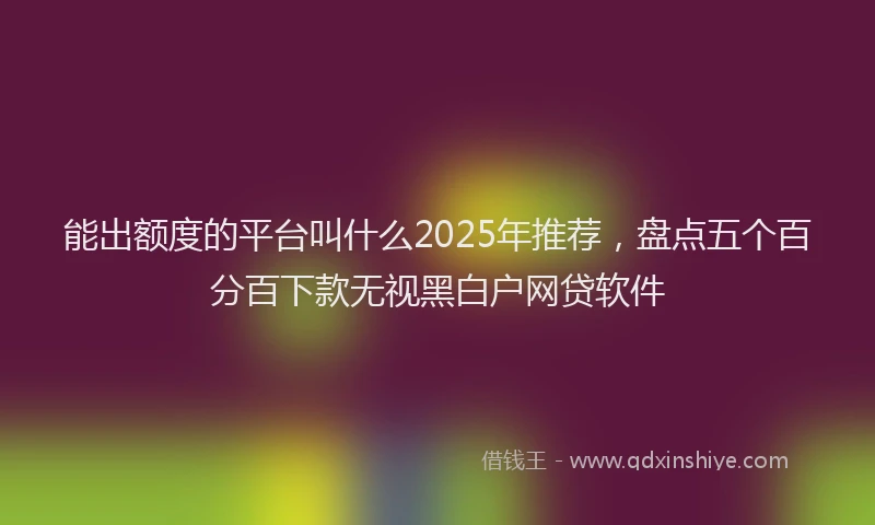 能出额度的平台叫什么2025年推荐，盘点五个百分百下款无视黑白户网贷软件