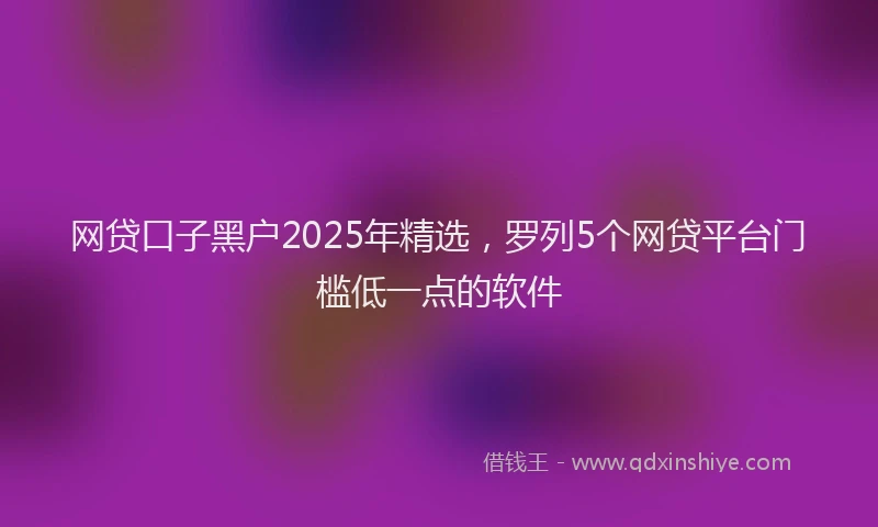 网贷口子黑户2025年精选，罗列5个网贷平台门槛低一点的软件
