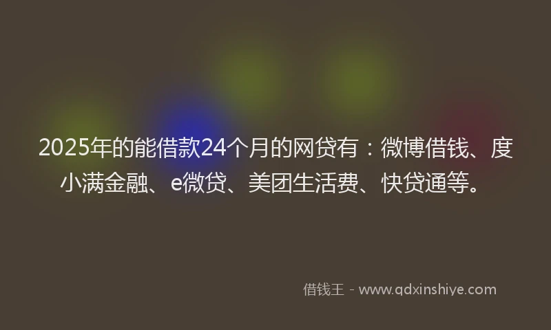 2025年的能借款24个月的网贷有：微博借钱、度小满金融、e微贷、美团生活费、快贷通等。
