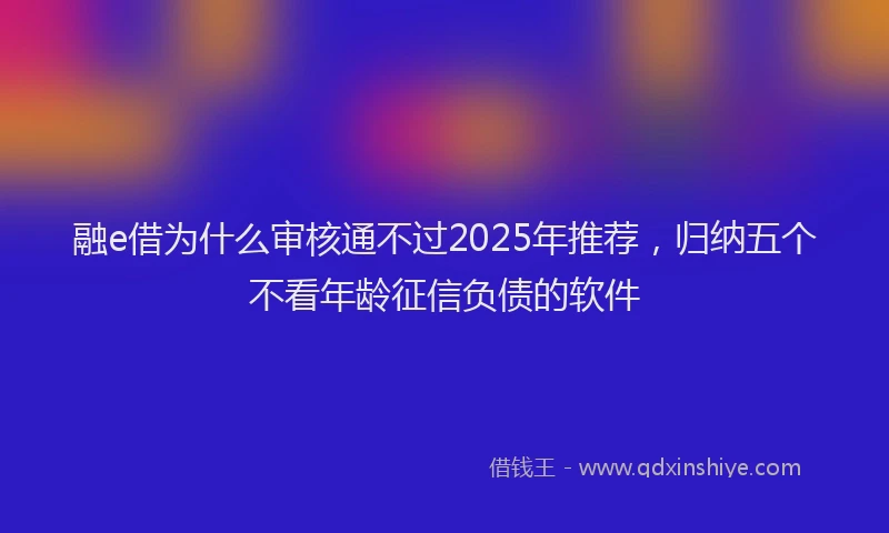 融e借为什么审核通不过2025年推荐，归纳五个不看年龄征信负债的软件