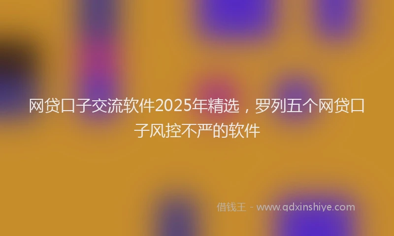 网贷口子交流软件2025年精选，罗列五个网贷口子风控不严的软件