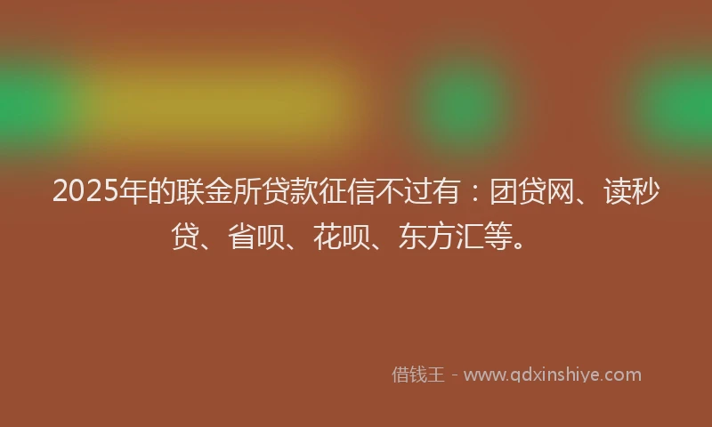 2025年的联金所贷款征信不过有：团贷网、读秒贷、省呗、花呗、东方汇等。