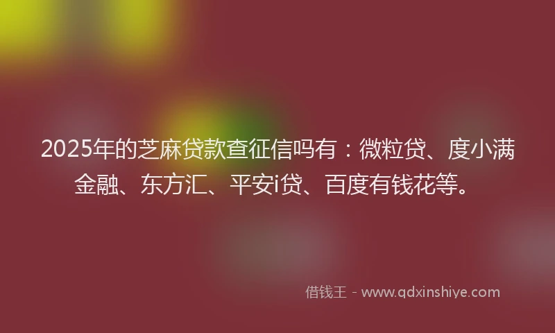 2025年的芝麻贷款查征信吗有：微粒贷、度小满金融、东方汇、平安i贷、百度有钱花等。