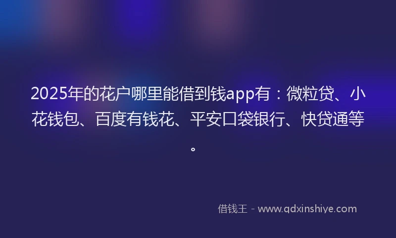 2025年的花户哪里能借到钱app有：微粒贷、小花钱包、百度有钱花、平安口袋银行、快贷通等。