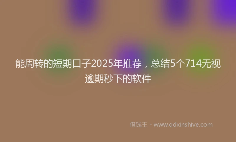 能周转的短期口子2025年推荐，总结5个714无视逾期秒下的软件