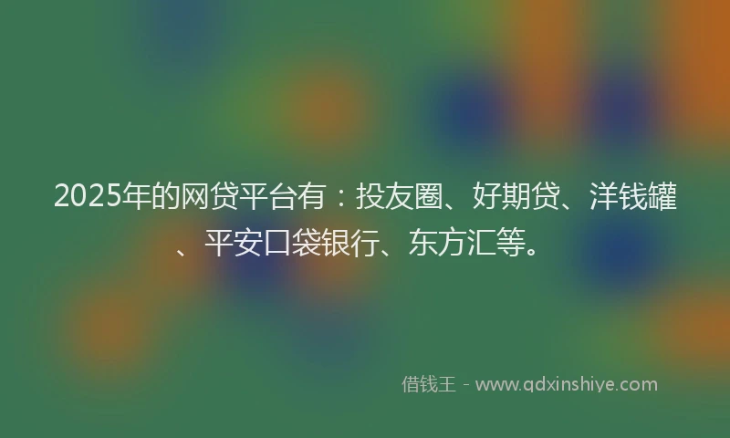 2025年的网贷平台有：投友圈、好期贷、洋钱罐、平安口袋银行、东方汇等。