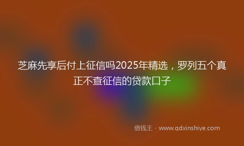 芝麻先享后付上征信吗2025年精选，罗列五个真正不查征信的贷款口子