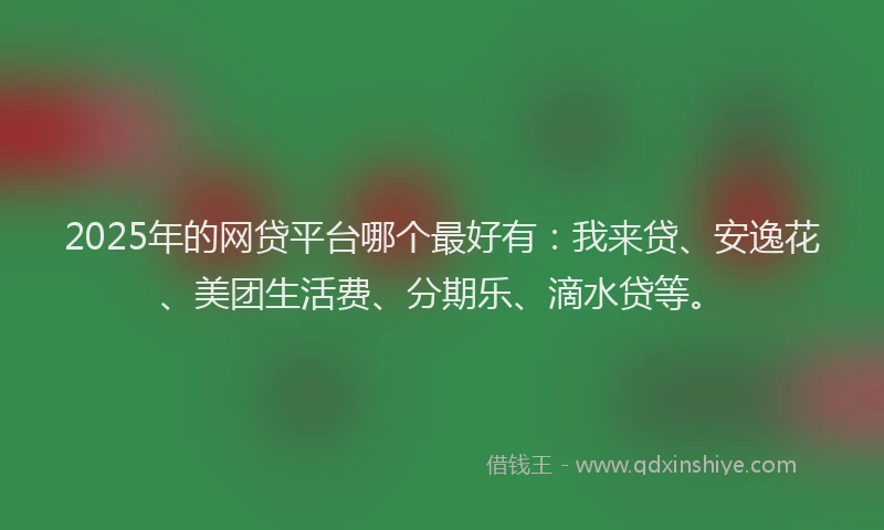 2025年的网贷平台哪个最好有：我来贷、安逸花、美团生活费、分期乐、滴水贷等。