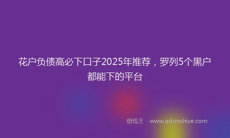 花户负债高必下口子2025年推荐，罗列5个黑户都能下的平台