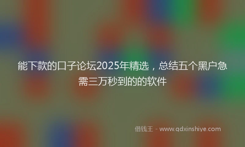 能下款的口子论坛2025年精选，总结五个黑户急需三万秒到的的软件