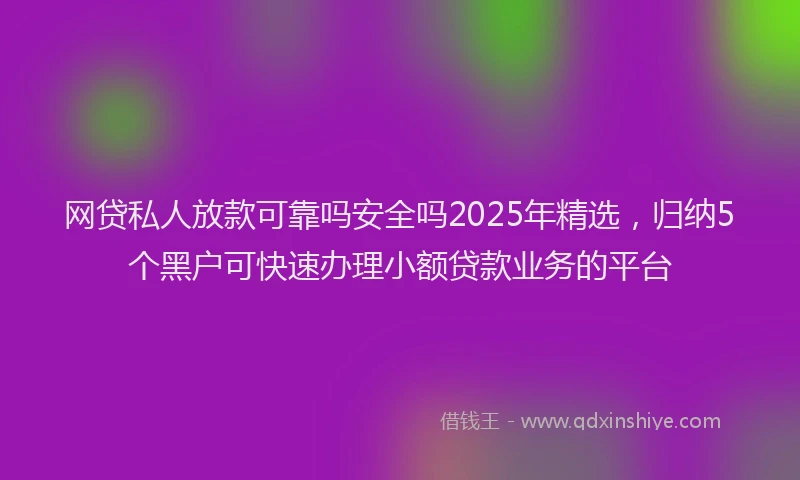网贷私人放款可靠吗安全吗2025年精选，归纳5个黑户可快速办理小额贷款业务的平台