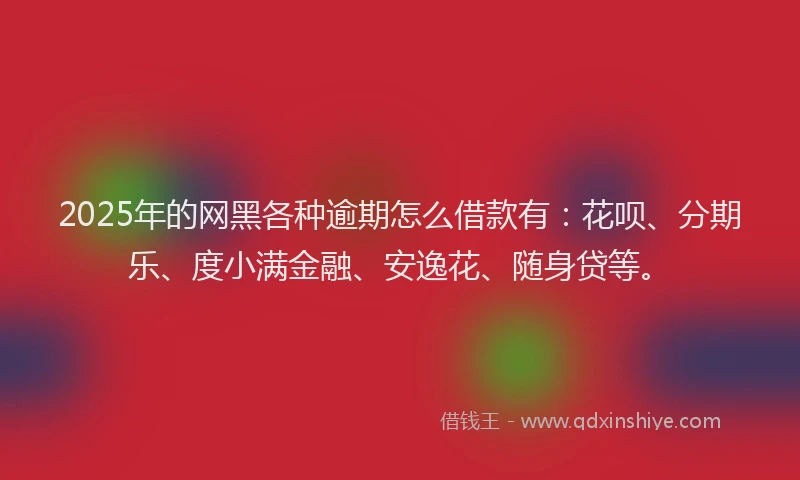 2025年的网黑各种逾期怎么借款有：花呗、分期乐、度小满金融、安逸花、随身贷等。