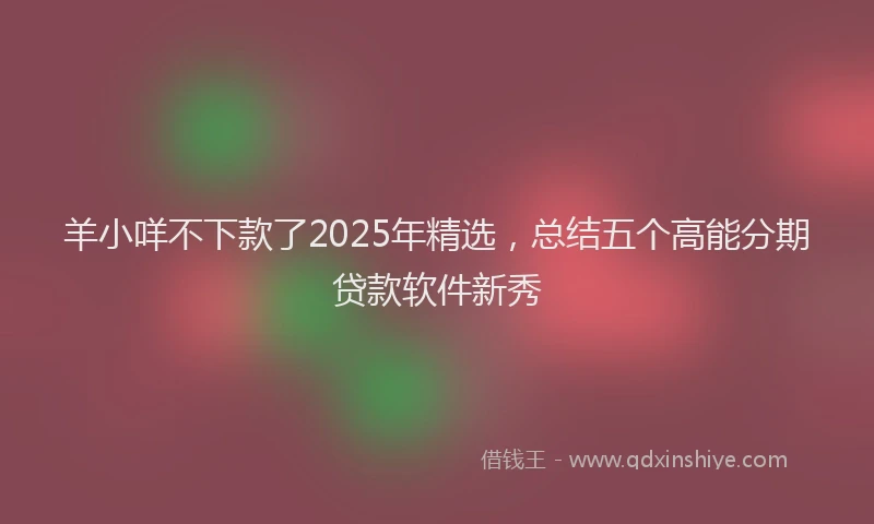 羊小咩不下款了2025年精选，总结五个高能分期贷款软件新秀