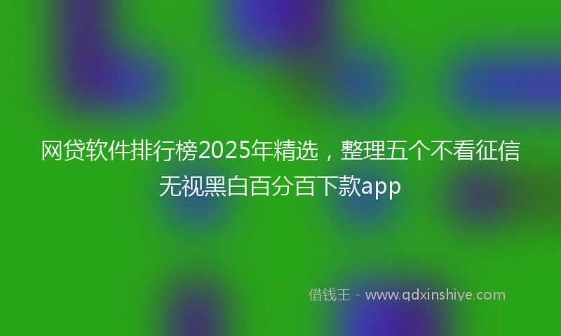 网贷软件排行榜2025年精选，整理五个不看征信无视黑白百分百下款app