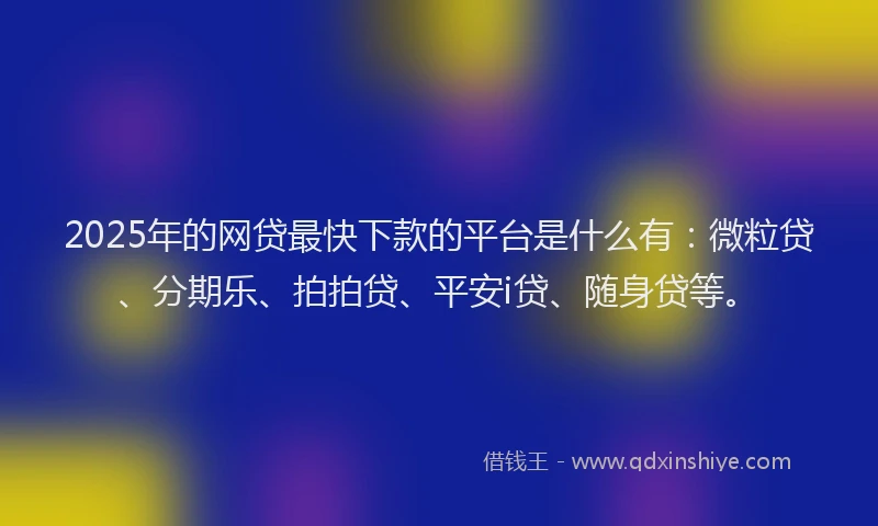 2025年的网贷最快下款的平台是什么有：微粒贷、分期乐、拍拍贷、平安i贷、随身贷等。