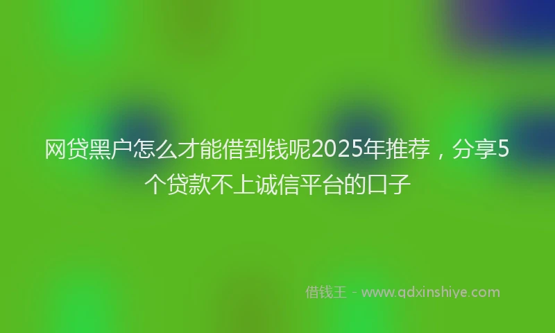 网贷黑户怎么才能借到钱呢2025年推荐，分享5个贷款不上诚信平台的口子