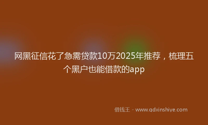 网黑征信花了急需贷款10万2025年推荐，梳理五个黑户也能借款的app